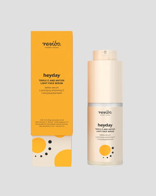 Odżywcze, rozświetlające serum do twarzy Heyday z antyoksydantami i potrójną wit. C 30 ml Resibo