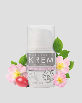 Naturalny krem do twarzy z dziką różą odmładzający i poprawiający jędrność skóry E-Fiore
