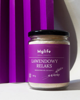 Sól magnezowa do kąpieli z solą Epsom i olejkiem eterycznym Lawendowy relaks Mglife