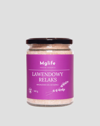 Sól magnezowa do kąpieli z solą Epsom i olejkiem eterycznym Lawendowy relaks Mglife