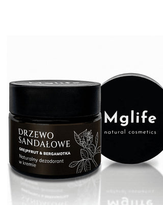 Naturalny dezodorant w kremie Drzewo sandałowe, Grejpfrut i Bergamotka Mglife