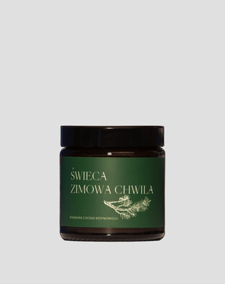 Wegańska świeca rzepakowa Zimowa chwila o zapachu sosny, cedru i bursztynu 120 ml MgLife