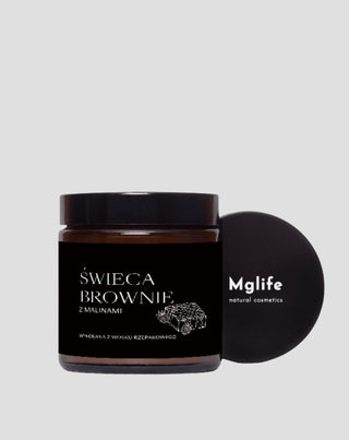 Wegańska świeca rzepakowa o zapachu brownie z malinami 120 ml MgLife