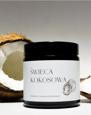 Wegańska świeca rzepakowa z bawełnianym knotem o zapachu kokosa 120 ml MgLife
