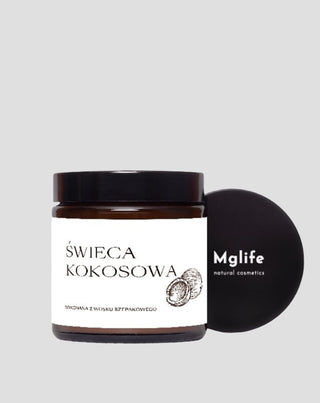 Wegańska świeca rzepakowa z bawełnianym knotem o zapachu kokosa 120 ml MgLife