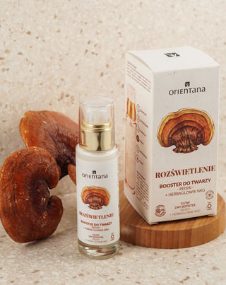 Rozświetlający booster z adaptogenami reishi i różeniec górski Orientana