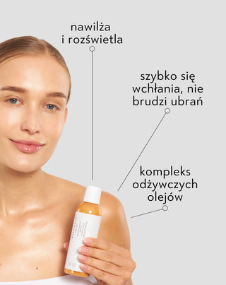 Olejek rozświetlający do ciała z efektem glow z olejem jojoba i olejem arganowym Nutridome
