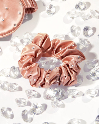Gumka do włosów z jedwabiu z kryształkami – rose gold Crystallove_2 - 2