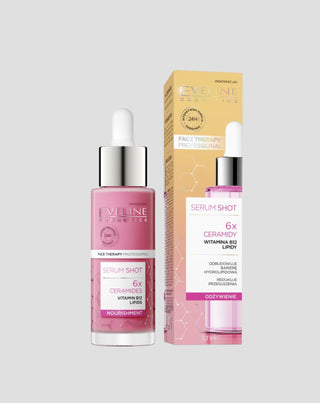 Serum Shot Kuracja odżywcza 6x ceramidy z wit. B12 do cery wrażliwej i przesuszonej Eveline_2