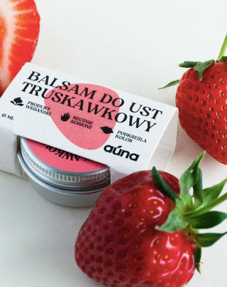 Truskawkowy balsam do ust podkreślający kolor warg i nadający blasku Auna - 4