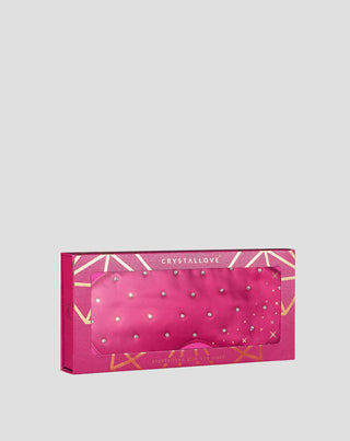 Opaska na oczy do spania z jedwabiu ozdobiona kryształkami – hot pink Crystallove_4 - 4