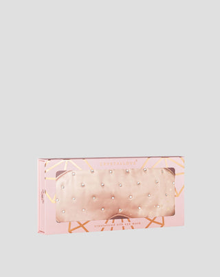 Opaska na oczy do spania z jedwabiu ozdobiona kryształkami – rose gold Crystallove_4 - 4