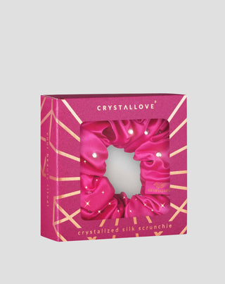 Gumka do włosów z jedwabiu z kryształkami –hot pink Crystallove_4 - 4