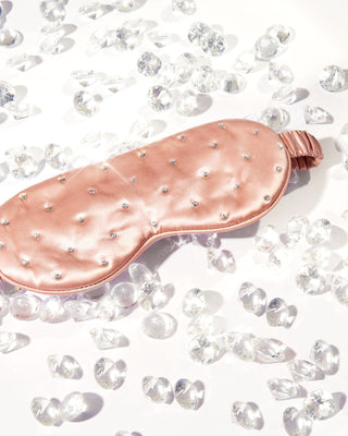 Opaska na oczy do spania z jedwabiu ozdobiona kryształkami – rose gold Crystallove_2