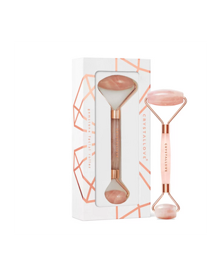Masażer do twarzy z kwarcu różowego Rose quartz roller - kamień miłości Crystallove
