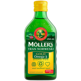 Tran Norweski o aromacie cytrynowym Gold Moller's z 2000 IU witaminy D3