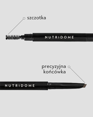 Brązowa kredka do brwi z olejem rycynowym ze szczotką i precyzyjną końcówką Nutridome - 3