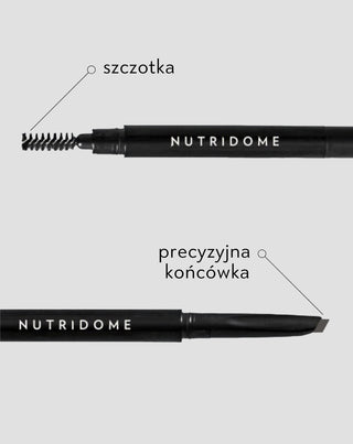 Grafitowa kredka do brwi ze szczotką i precyzyjną końcówką z olejem rycynowym Nutridome - 3