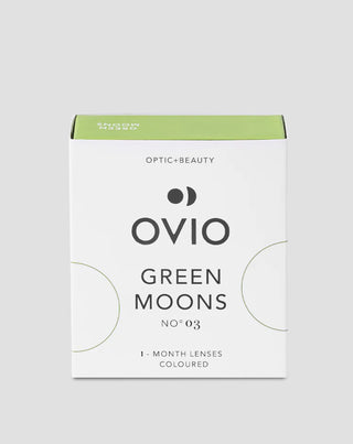 Zielone soczewki kontaktowe kolorowe zerówki ze srebrnymi prążkami green moons no. 3 Ovio - 1