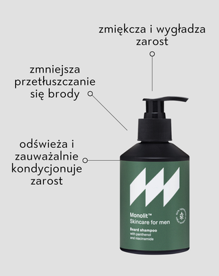 Szampon do brody z pantenolem i niacynamidem oczyszczający i pielęgnujący zarost Monolit - 4