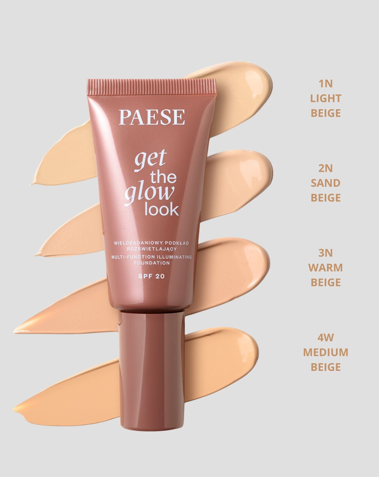 Wielozadaniowy lekki podkład rozświetlający get the glow look Paese - 1n light beige - 3