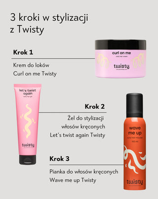 Zestaw krem + pianka + żel do loków do stylizacji i pielęgnacji włosów kręconych i falowanych Twisty - 5