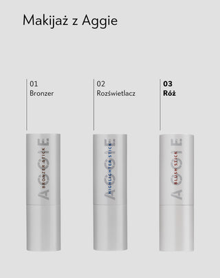 Róż do policzków w sztyfcie z masłem shea i olejem rycynowym dla kobiet 50+ Aggie 3 - 5
