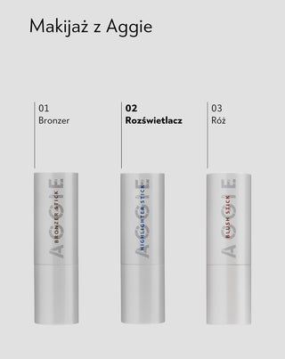 Rozświetlacz w sztyfcie z olejem rycynowym i masłem shea do cery dojrzałej 50+ Aggie 3 - 6