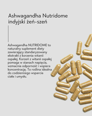 Ashwagandha indyjski żeń-szeń tabletki z ekstraktem z korzenia witanii ospałej Nutridome 60 kapsułek - 3
