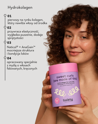 Kolagen do picia w proszku hydrolizowany Naticol na porost włosów z biotyną Hydrocollagen Twisty - 3