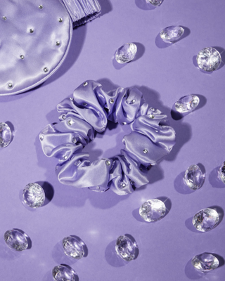Gumka do włosów z jedwabiu z kryształkami – lilac Crystallove_2 - 2