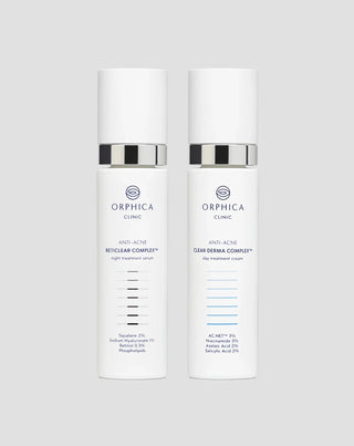 Zestaw do aktywnej pielęgnacji skóry trądzikowej: krem na dzień i serum na noc z retinolem i kwasem salicylowym Anti-Acne Orphica Clinic - 1