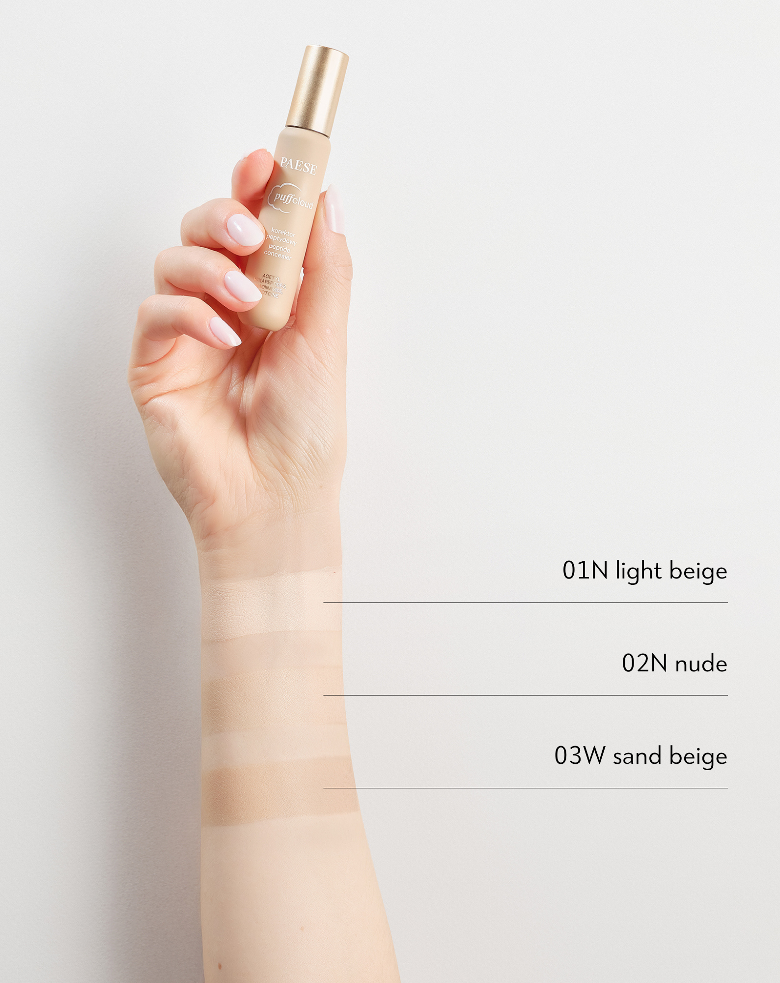 Peptydowy, pielęgnujący korektor pod oczy Puff Cloud z efektem blur Pease - 01 light beige - 2
