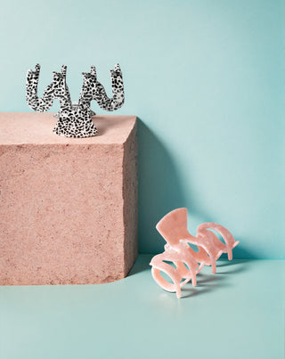 Zestaw dużych klamer do włosów – różowa i marmurkowa Twisty 2 szt