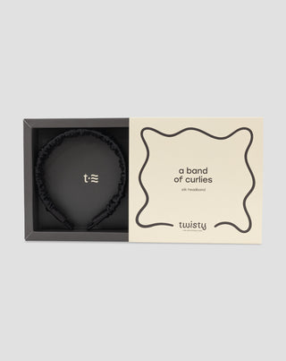 Jedwabna opaska do włosów z 100% naturalnego jedwabiu czarna Twisty_2