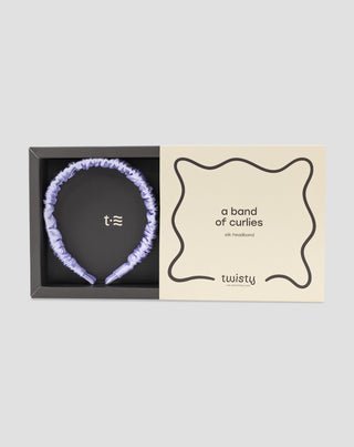 Jedwabna opaska do włosów z 100% naturalnego jedwabiu liliowa Twisty_3