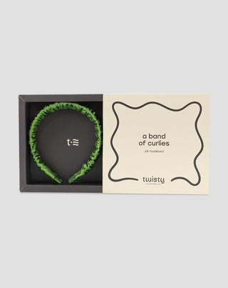 Jedwabna opaska do włosów z 100% naturalnego jedwabiu zielona Twisty