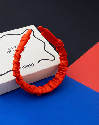 Jedwabna opaska do włosów z 100% naturalnego jedwabiu czerwona Twisty