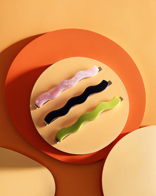 Zestaw falowanych wsuwek do włosów zielona, czarna, różowa Twisty 3 szt.