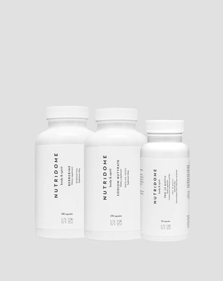 Zestaw kuracja jelitowa 3 miesiące Berberyna HCL, Maślan sodu 620 mg i Probiotyk 10 mld bakterii Nutridome - 1