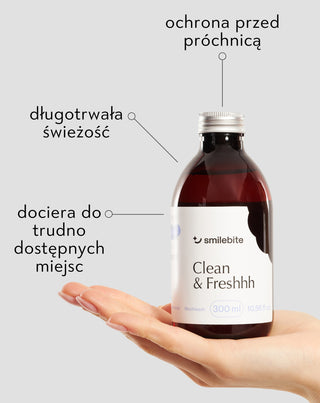 Płyn do płukania jamy ustnej o miętowym smaku i przeciwpróchniczym działaniu Smilebite
