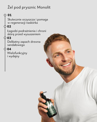 Żel pod prysznic dla mężczyzn z aloesem o zapachu drzewa sandałowego Monolit