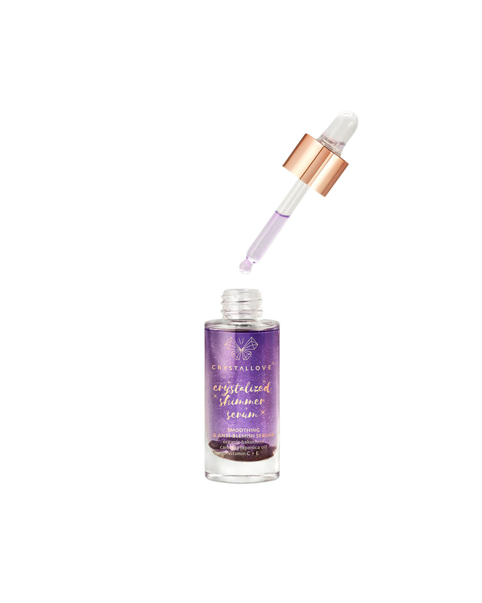 Serum do twarzy z ametystem i bakuchiolem - Amethyst shimmer serum Crystallove - 2