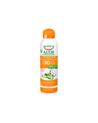 Aloesowe mleczko do opalania w sprayu SPF 30+ z witaminą E i olejem kokosowym Equilibra - 1