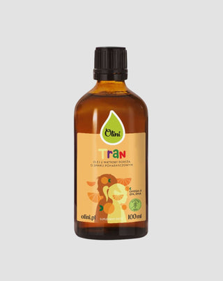Tran dla dzieci z wysoką zawartością witamin i omega-3 o smaku pomarańczowym Olini - 1