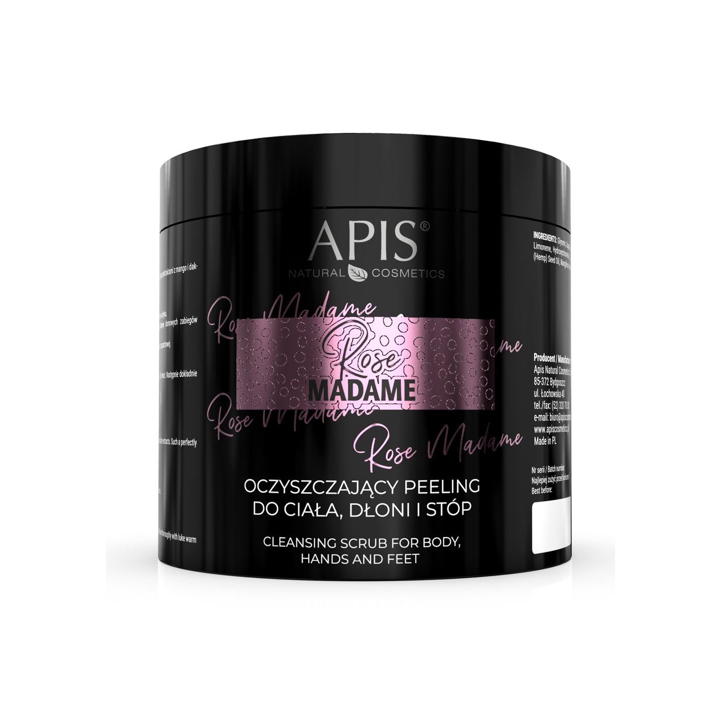 Oczyszczający peeling do ciała i stóp z kryształkami cukru Rose Madame Apis - 1