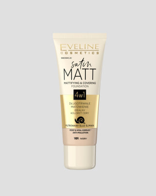 Podkład matujący z filtrowanym śluzem ślimaka nr 101 ivory Satin Matt Eveline - 1