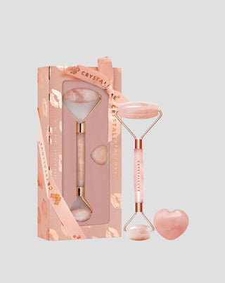 Masażer do twarzy z kwarcu różowego kamienia miłości Selflove set Crystallove - 1