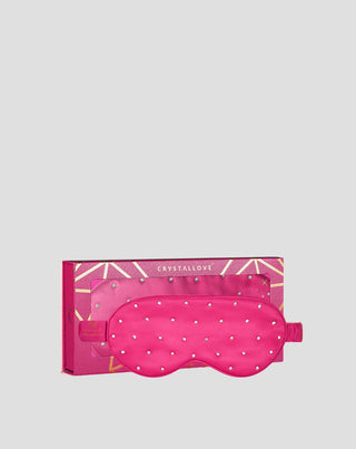 Opaska na oczy do spania z jedwabiu ozdobiona kryształkami – hot pink Crystallove - 1