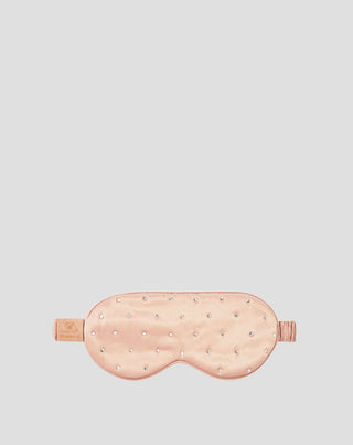 Opaska na oczy do spania z jedwabiu ozdobiona kryształkami – rose gold Crystallove_3 - 3